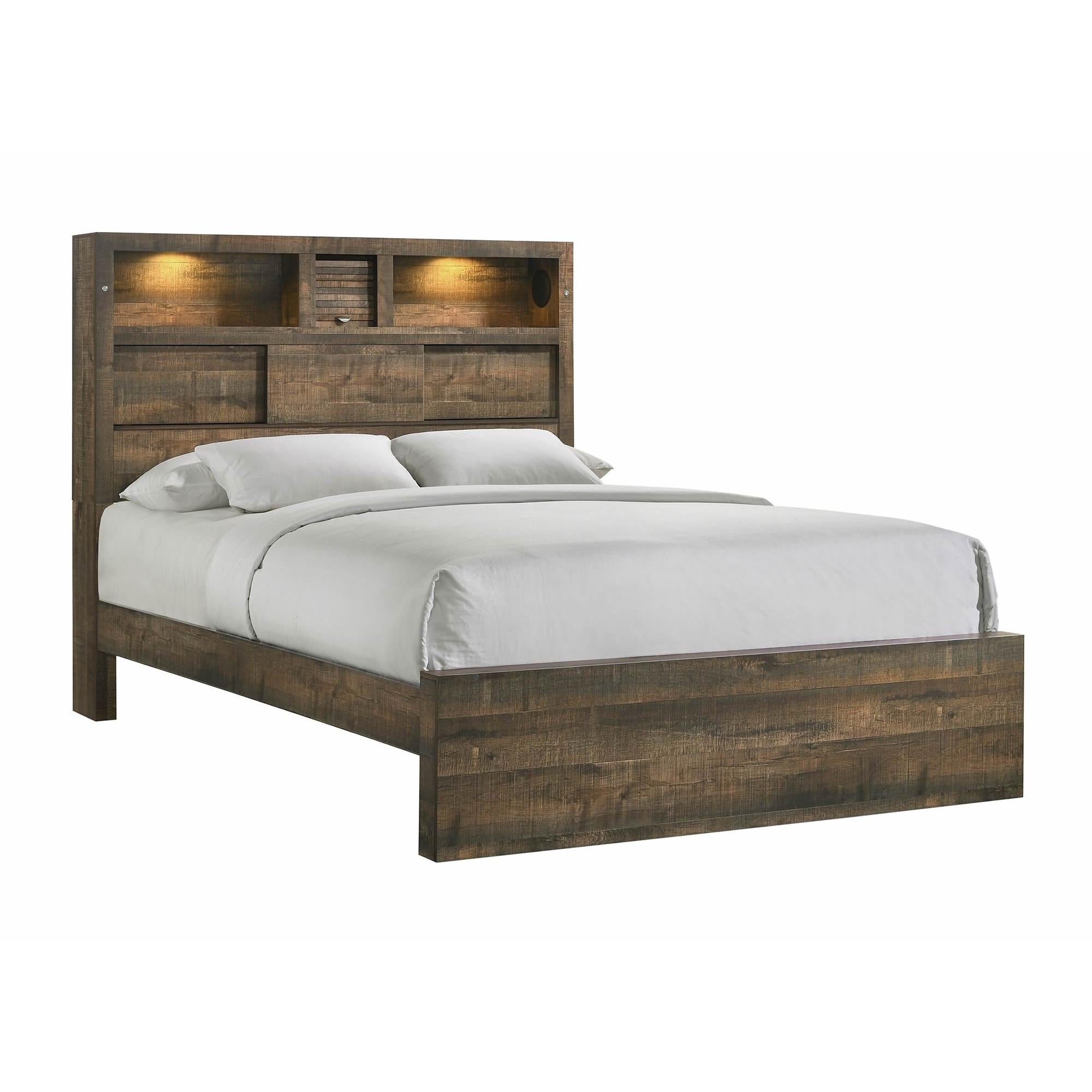 Elements International Bailey BY520FB Full Bookcase Bed with Bluetooth IMAGE 1